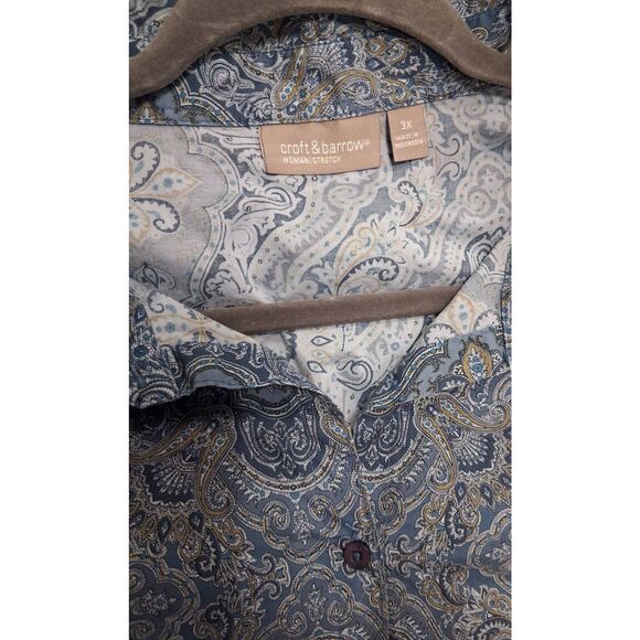 Croft and barrow womens 2xl paisley blouse blue shirt mom grandma shirt - Picture 9 of 9